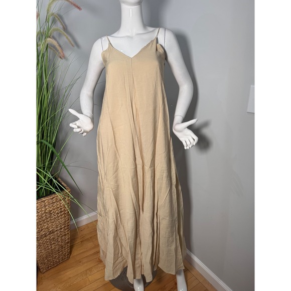Commense Double Layers V-neck Long Dress color Apricot size S - Picture 8 of 15
